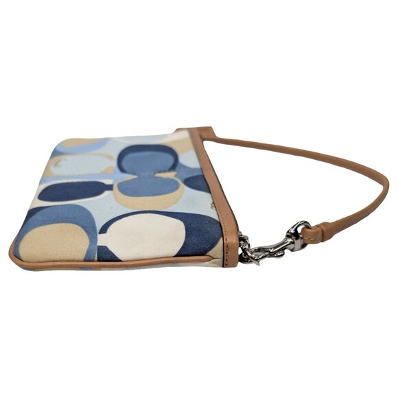 COACH Signature Scarf Print Large Wristlet Multicolor Canvas Wallet Clutch Bag - Picture 8 of 12